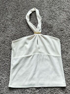 Mango Cream Halter Top with Gold Bar
